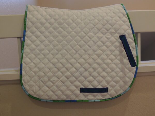 Lettia All Purpose Saddle Pad Blue and Green Trim