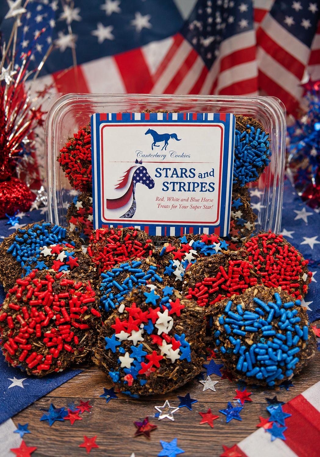 Canterbury Cookies Stars & Stripes - Horse Treats - 24 oz - Seasonal 4th of July Summer